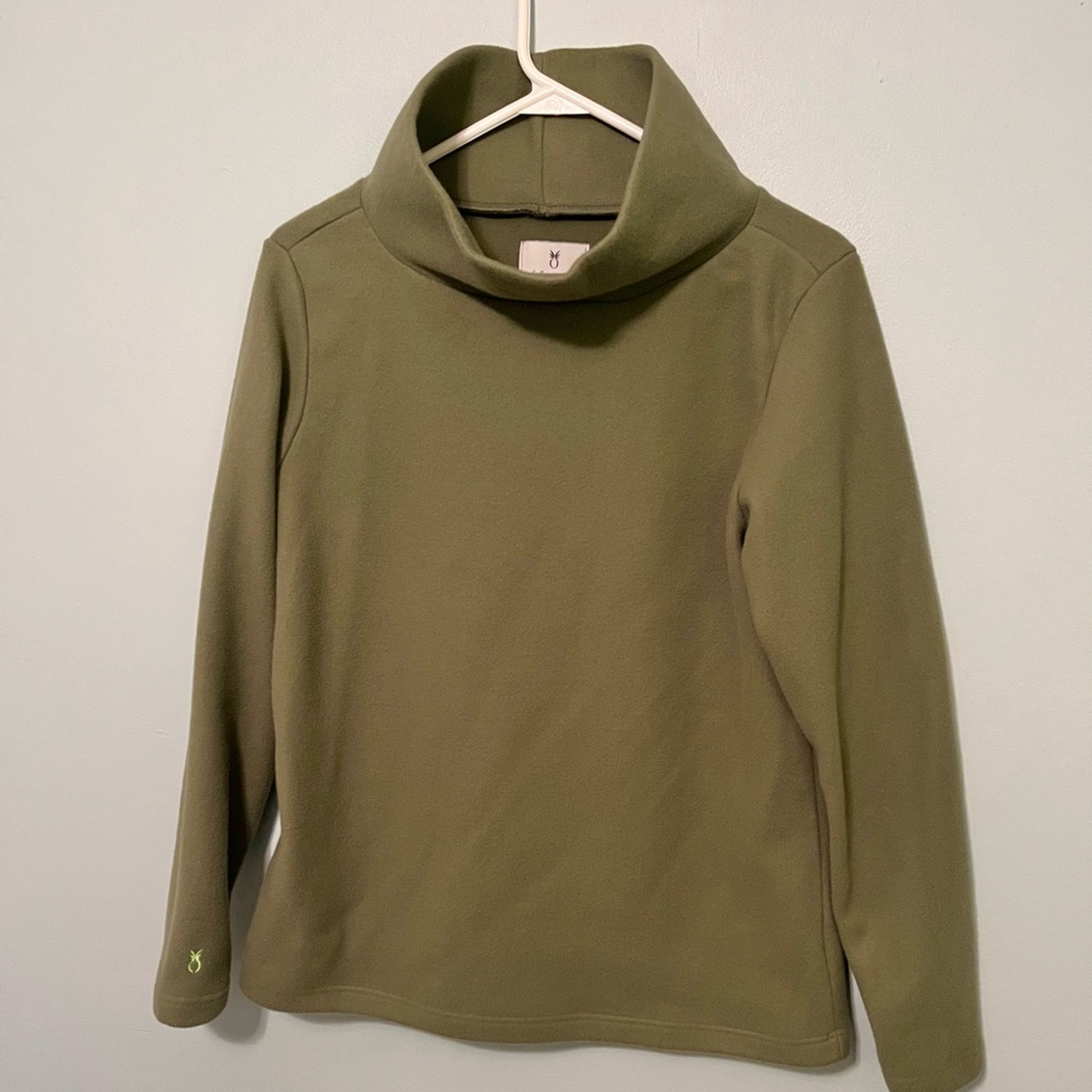 Dudley Stephens Greenpoint army green sage vello fleece turtleneck size medium